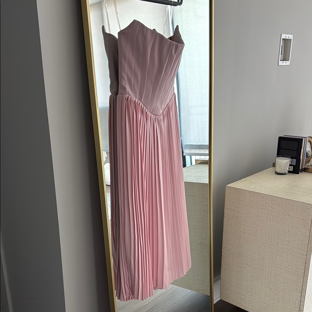 House of CB Pink Pleated Asymmetrical Gown for Brides